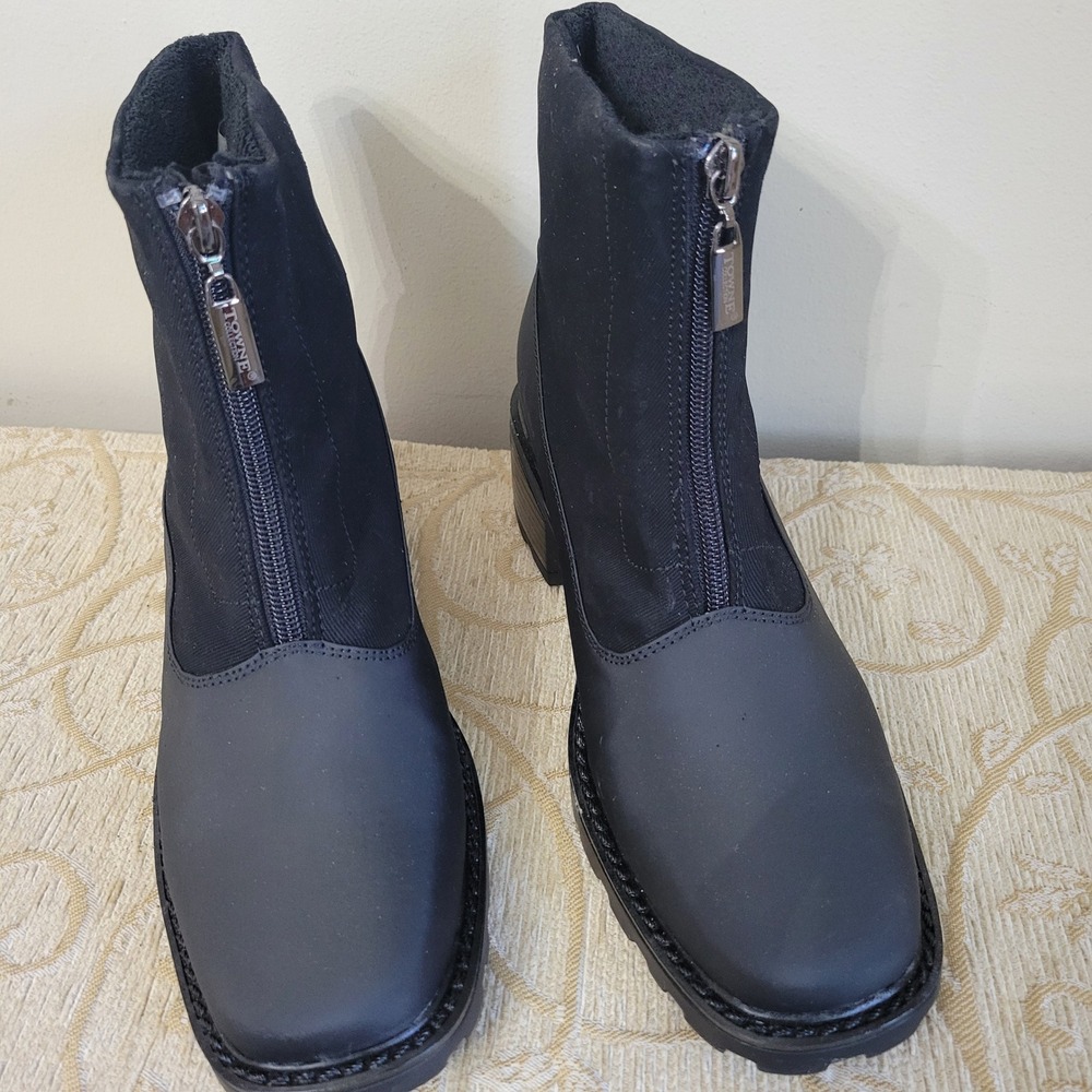 Towne by London Fog Shelter Black Zip Front Weather Resistant Woman's Boots Sz 8